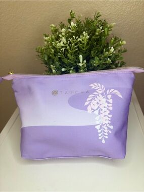 Tatcha Lilac Floral Cosmetic Pouch